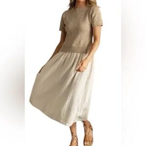 Things Between Sweater Gauze Skirt Dress